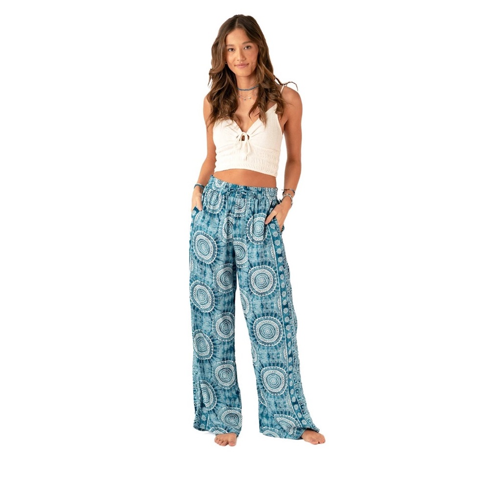 Lotus&Luna Wide Leg Mandala Beach Vacay Pocket Harem Lounge Pants w/pockets EUC - Picture 8 of 14